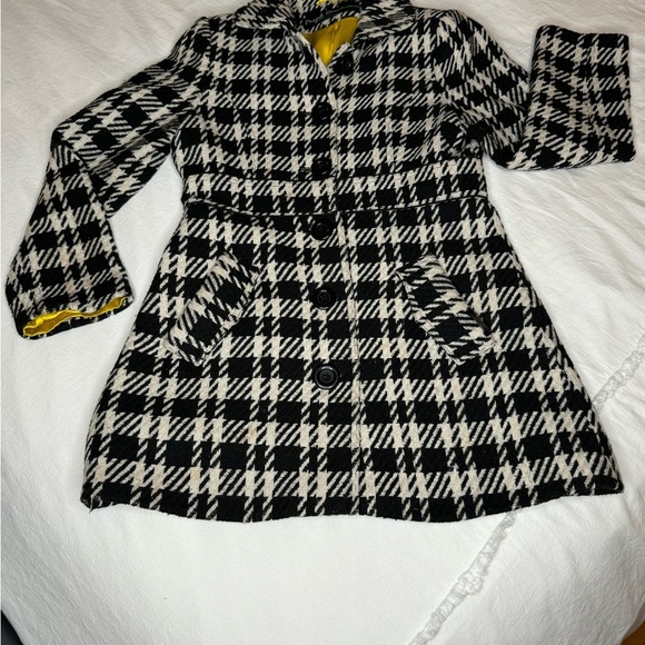 Vintage Designer Peacoat Houndstooth 3/4 Length Wool Designer Project Raw Medium - Picture 11 of 12